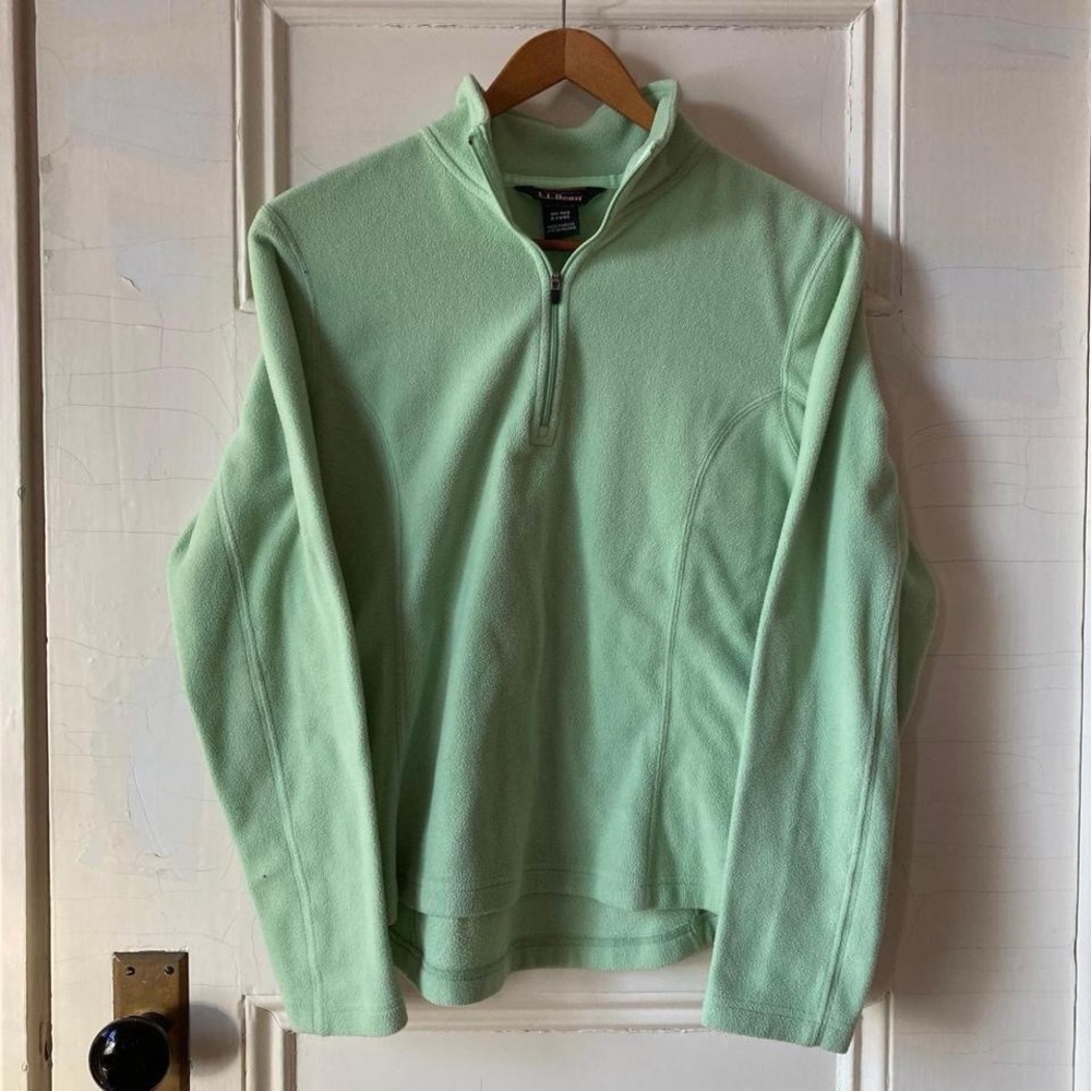 LLBean green quarter zip fleece Womens small/medium